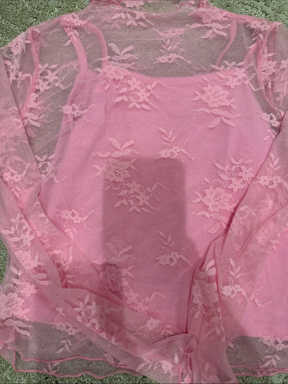 art class Pink Lace Long Sleeve Girls Top